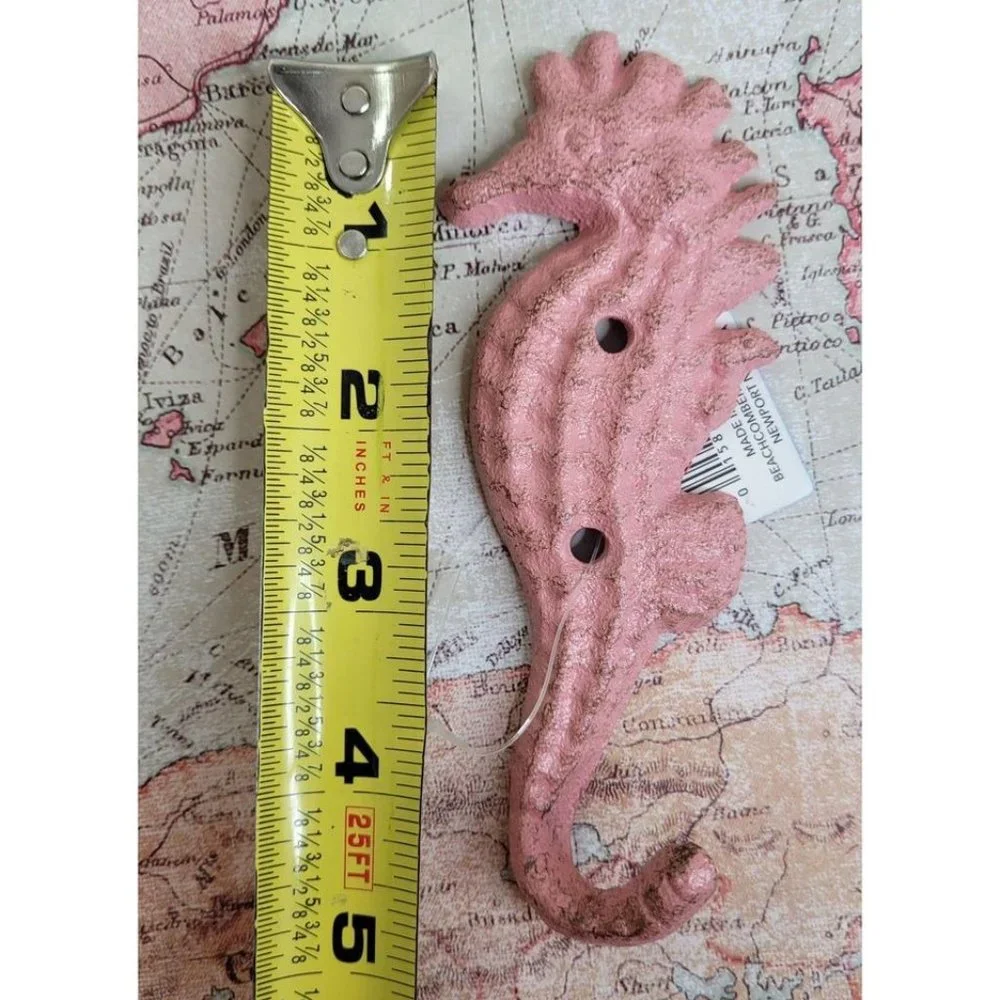 Cast Iron Seahorse Wall Hook Pink
